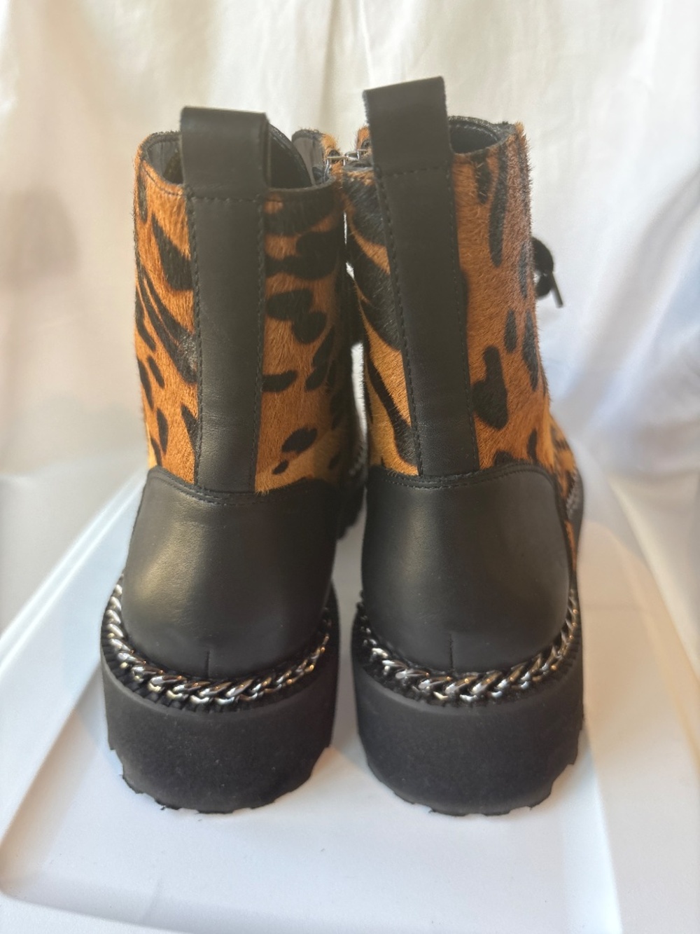 Vince Camuto Calf Skin Animal Print Combat Boots - Picture 3 of 7